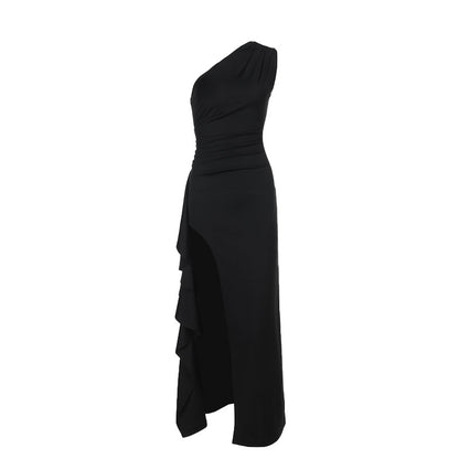 Robe de soirée asymétrique pour femmes avec haute fente Chic und Stil