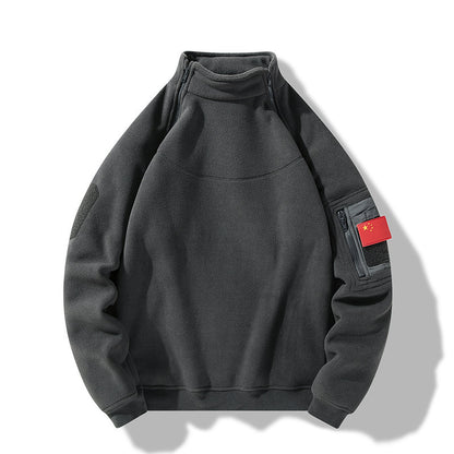 Fleece pullover for men with a high collar and practical zip pockets Chic und Stil