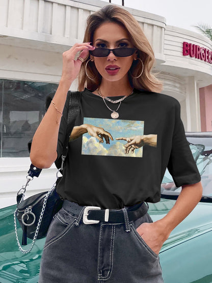 T-shirt pour femmes avec impression artistique et coupe décontractée Chic und Stil