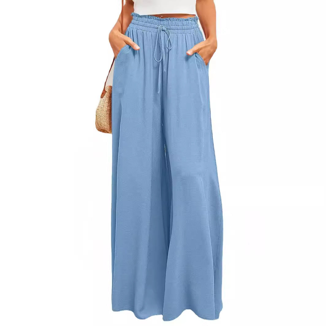 Wide Palazzo pants for women with elastic waist and practical side pockets Chic and Style
