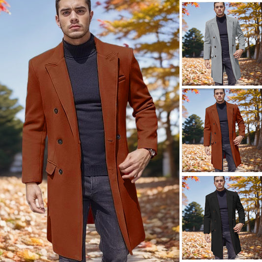 Long double-breasted coat for men in high-quality fabric Chic und Stil