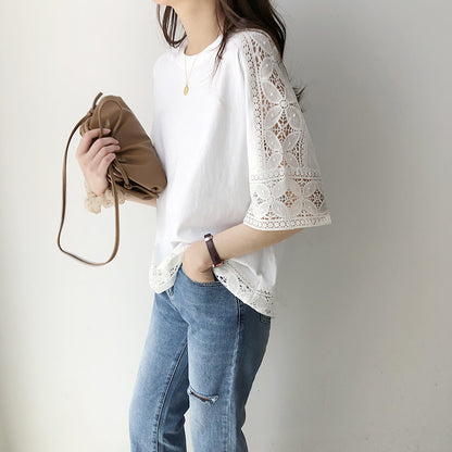 T-shirt femme avec dentelle Chic und Stil