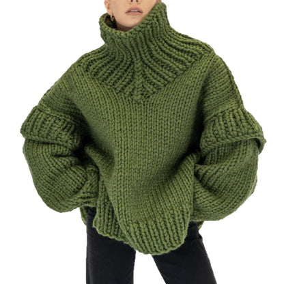 Pull en tricot ample pour femmes avec des manches volumineuses et un col montant Chic und Stil