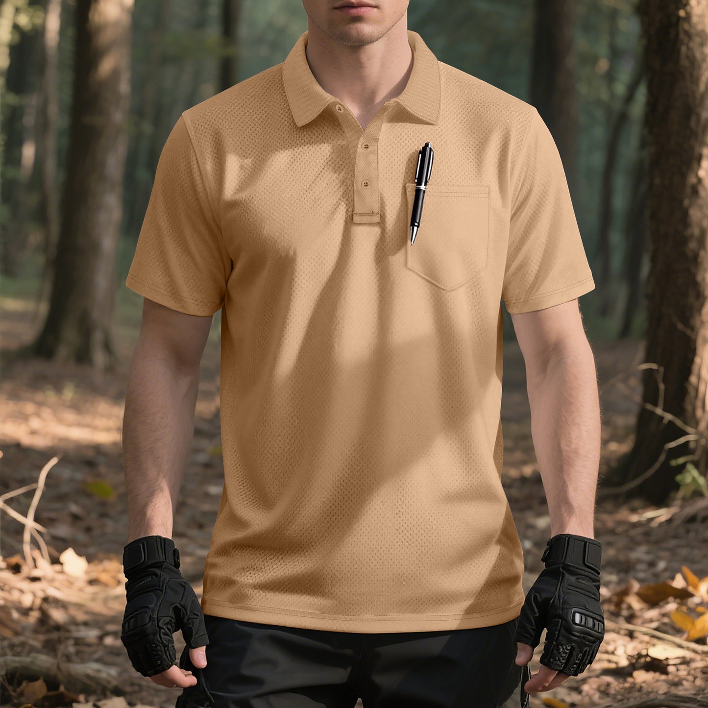 Chemise polo pour hommes avec texture respirante et poche poitrine pratique Chic und Stil