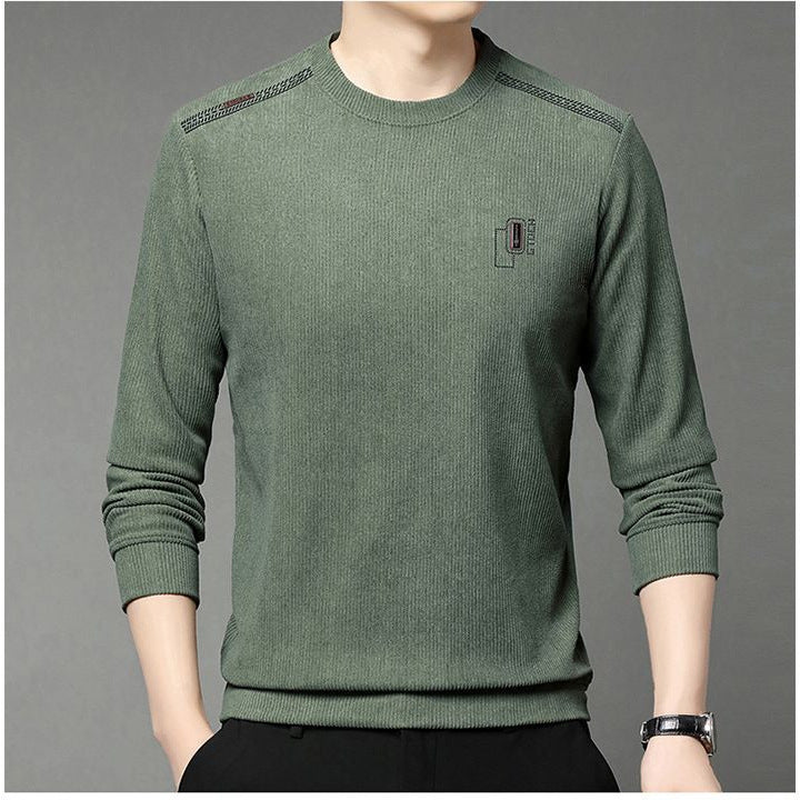 Modern pullover for men with round neck, featuring ribbed structure and stylish contrasting collar Chic and Style