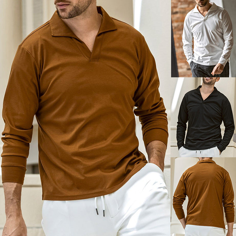Chemise polo à manches longues pour hommes avec col moderne Chic und Stil