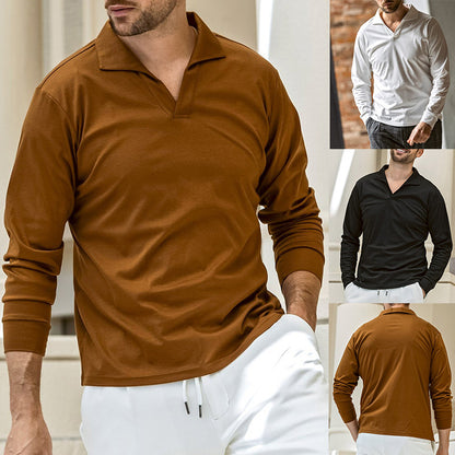 Chemise polo à manches longues pour hommes avec col moderne Chic und Stil