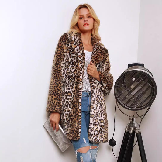 Dames Cape en fourrure de léopard tendance Chic und Stil