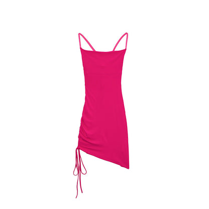 Robe mini asymétrique froncée pour femmes Chic und Stil