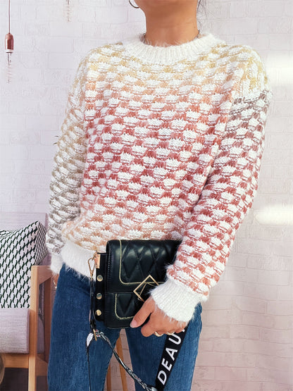 Pull en tricot à motif à carreaux tendance pour femmes Chic und Stil