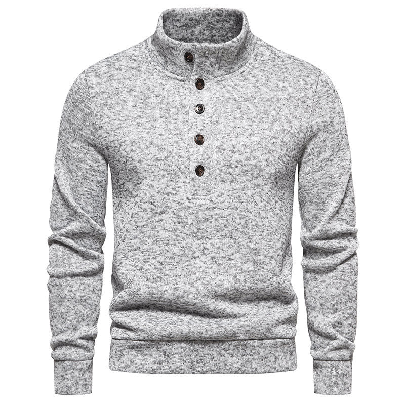 Pull-over pour homme avec col montant confortable, patte de boutonnage et design texturé Chic und Stil