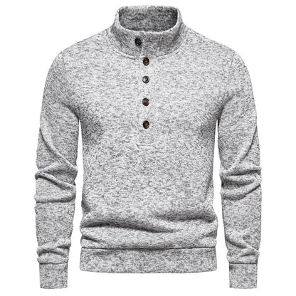 Pull-over pour homme avec col montant confortable, patte de boutonnage et design texturé Chic und Stil