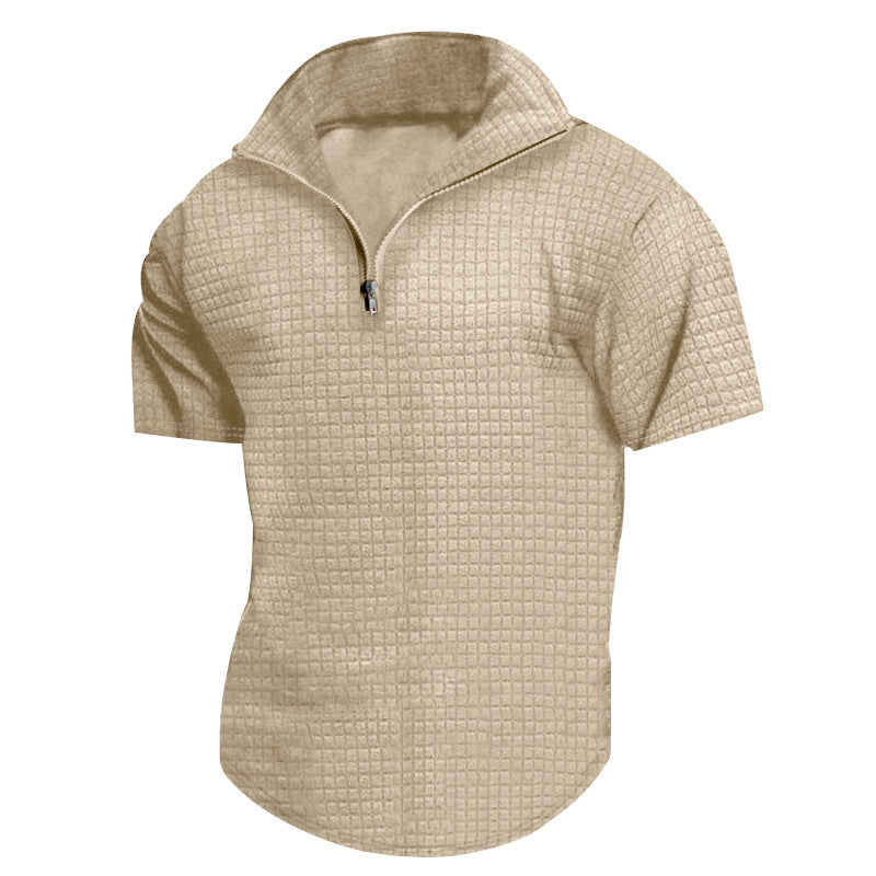 Chemise fonctionnelle à manches courtes pour hommes avec col montant moderne et fermeture éclair Chic und Stil