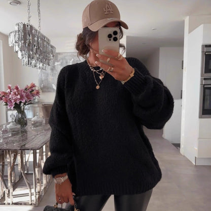 Pull en tricot pour femmes avec des manches volumineuses et une texture fine Chic und Stil