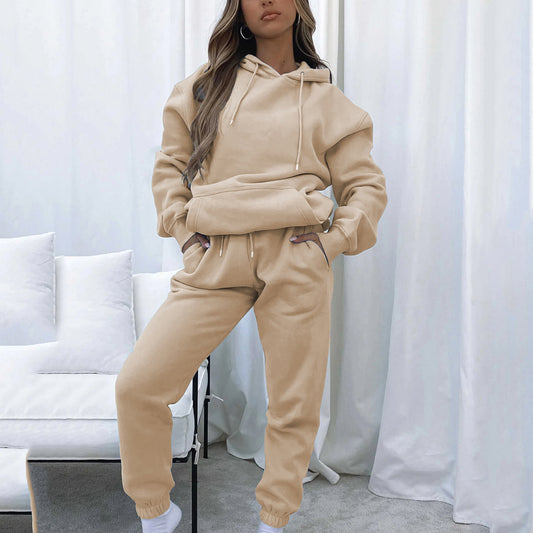 Pull en molleton à capuche décontracté pour femmes avec coupe ample et pantalon de jogging confortable Chic und Stil