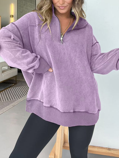 Ladies Comfortable Fleece Pullover with Half-Zip Chic and Style