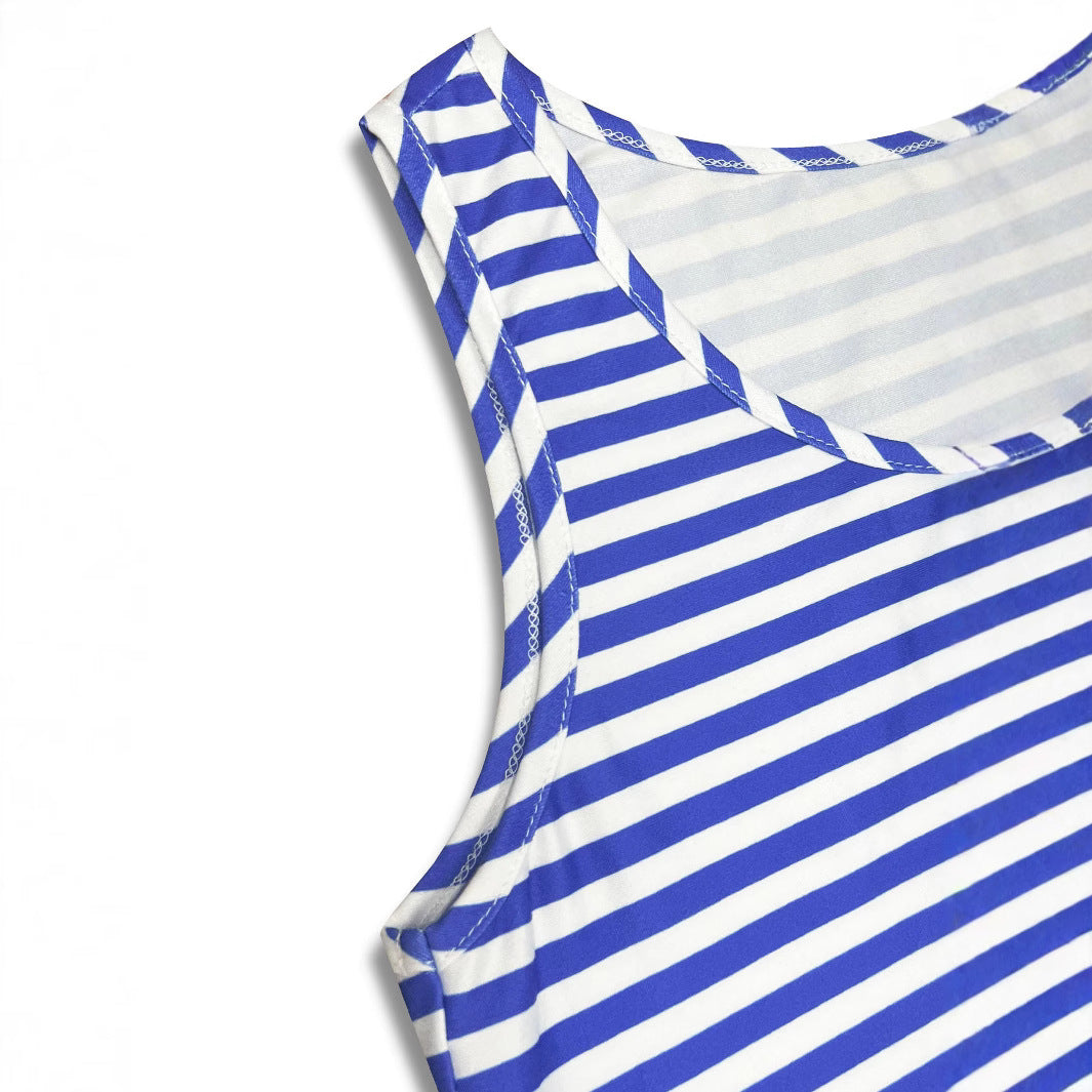 Robe d'été à rayures pour femmes avec un ourlet volant volumineux Chic und Stil