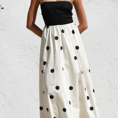 Robe maxi femme avec haut sans bretelles et motif de pois ludique Chic und Stil