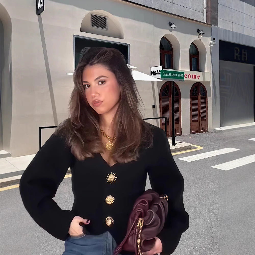 Dames Élégant Blazer-Haut avec détails de boutons décoratifs Chic und Stil