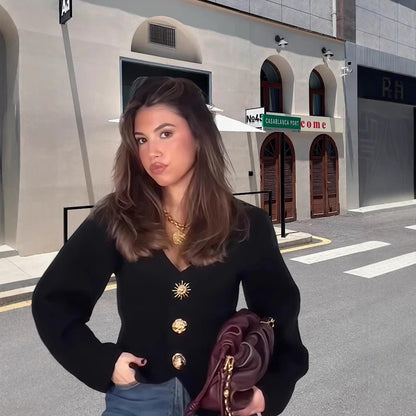 Dames Élégant Blazer-Haut avec détails de boutons décoratifs Chic und Stil