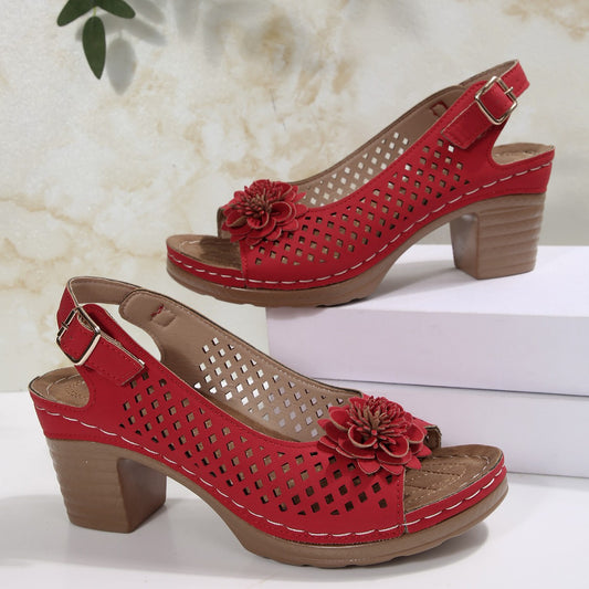 Ladies Decorative Block Heel Sandals Chic and Style