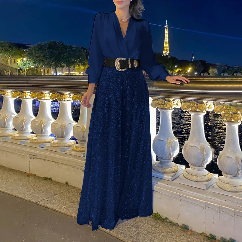 Robe de soirée glamour pour femmes avec haut scintillant et jupe évasée Chic und Stil