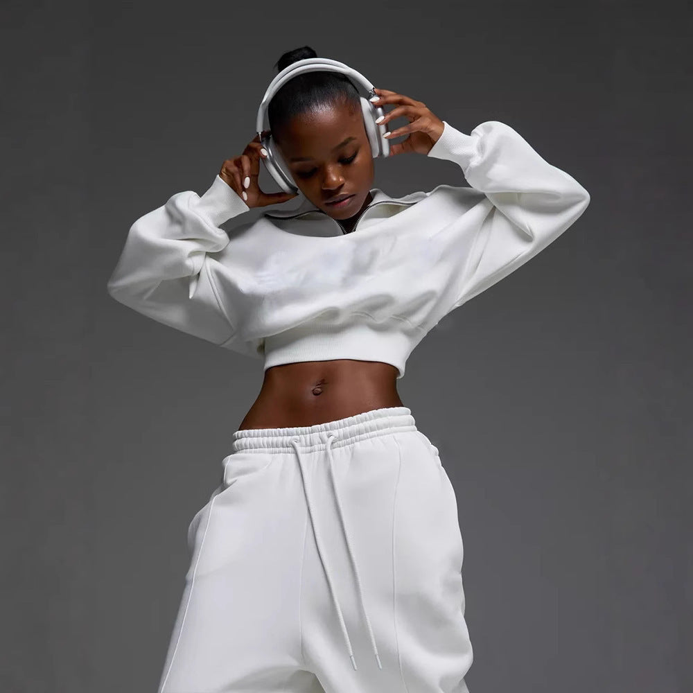 Dames Ensemble de loungewear en polaire sporty avec fermeture éclair Chic und Stil