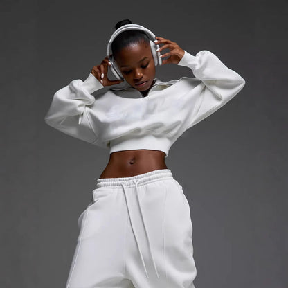 Dames Ensemble de loungewear en polaire sporty avec fermeture éclair Chic und Stil