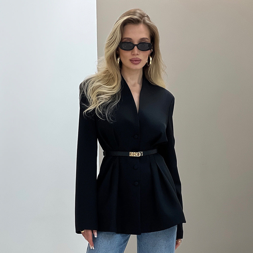 Dames blazer élégant avec coupe cintrée et ceinture amovible Chic und Stil