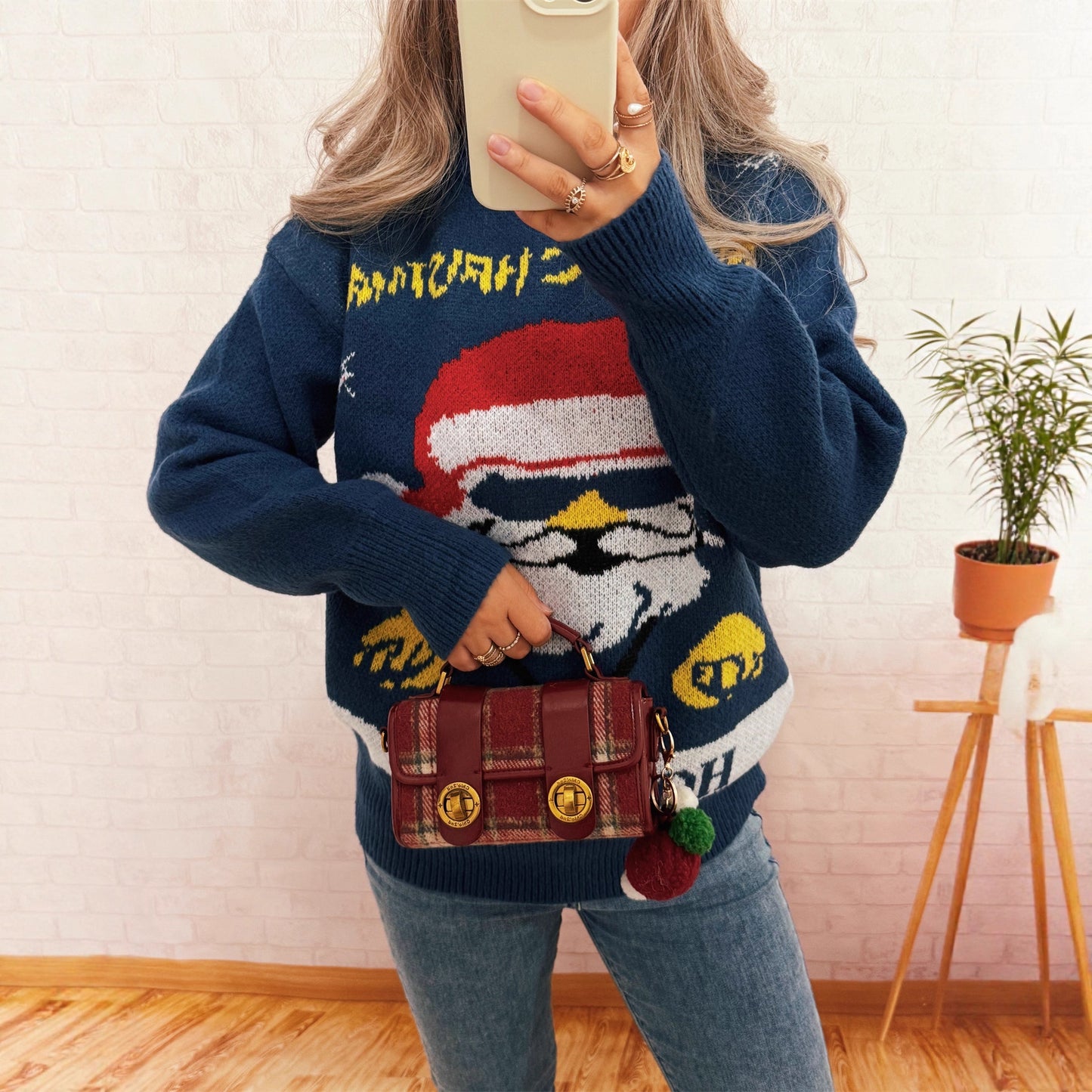 Pull en tricot festif pour femmes avec motif de Noël Chic und Stil