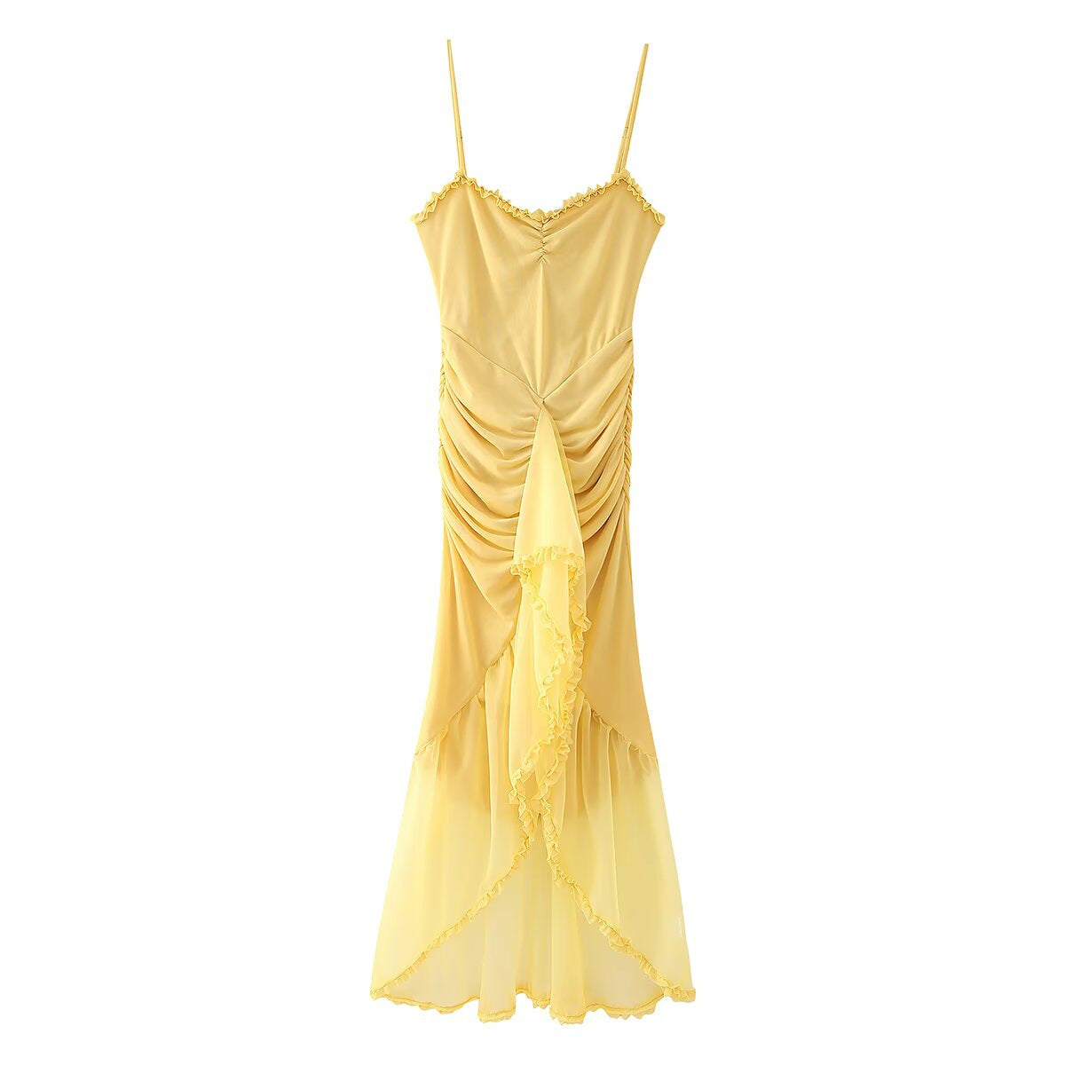 Robe maxi femme avec un design élégant à volants et un drapé artistique Chic und Stil