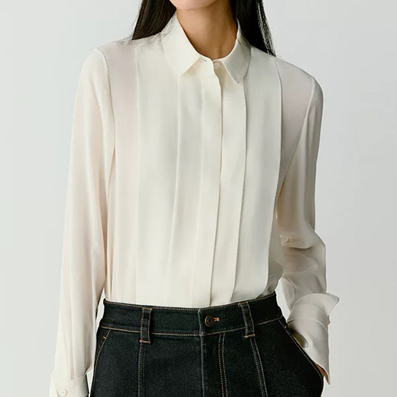 Blouse élégante plissée à boutons pour femmes Chic und Stil