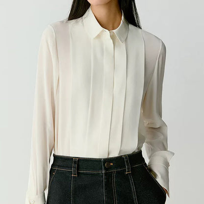 Blouse élégante plissée à boutons pour femmes Chic und Stil