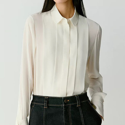 Blouse élégante plissée à boutons pour femmes Chic und Stil