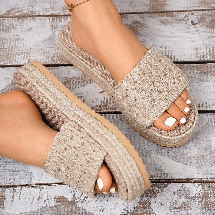 Trendy platform sandals for women with chic braided strap design