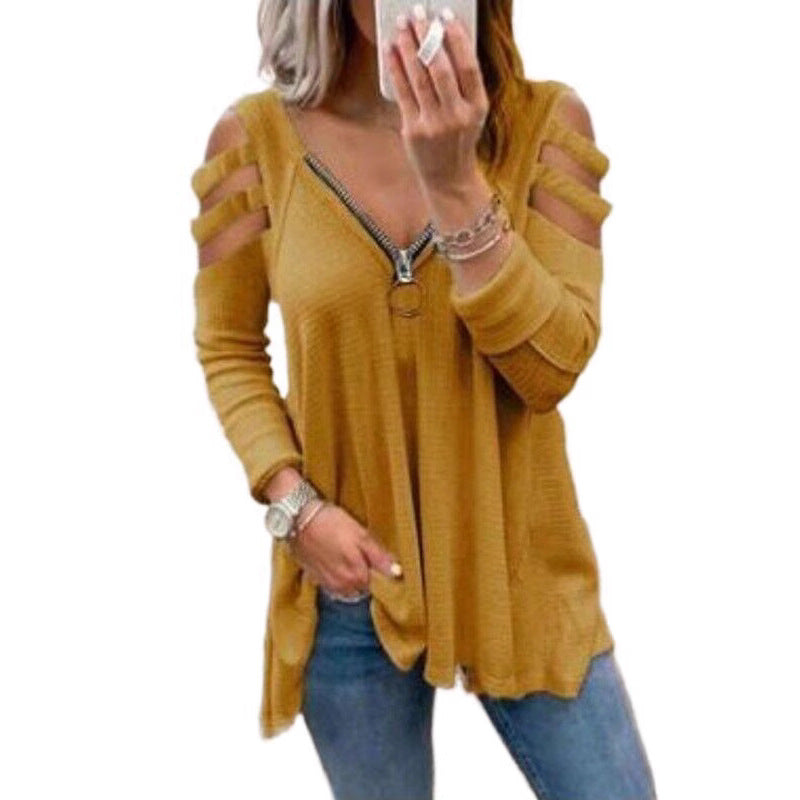 Dames pull en tricot avec des manches à découpes tendance Chic und Stil