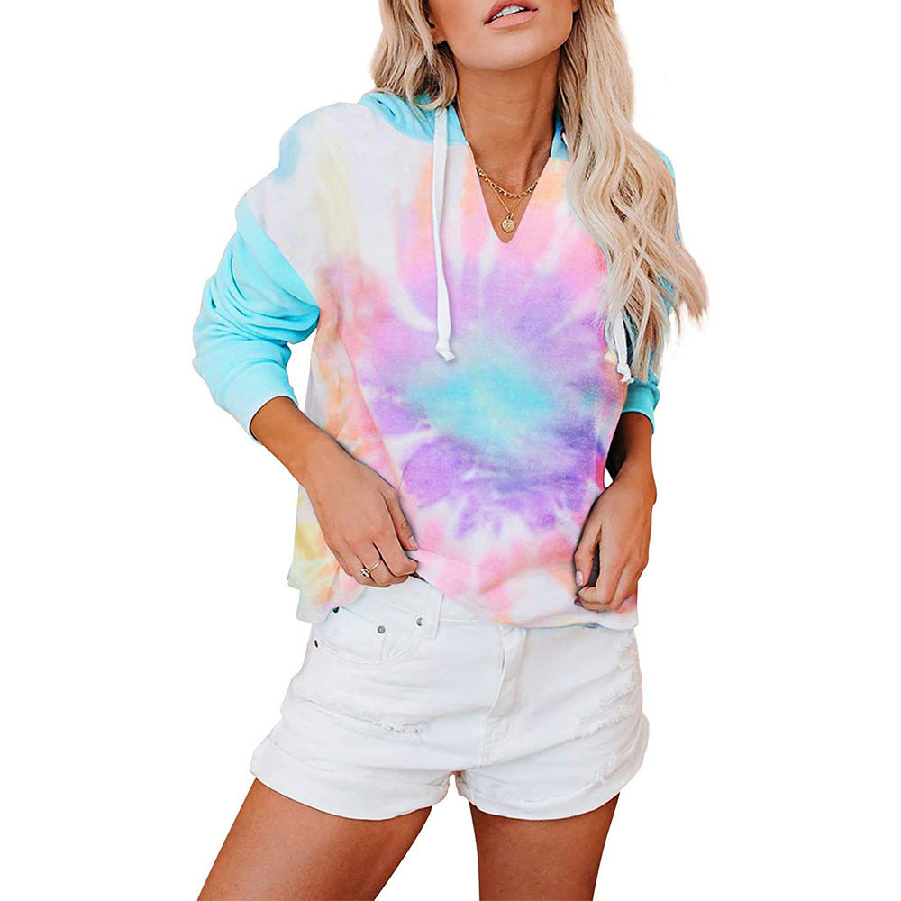 Pull à capuche décontracté pour femmes avec un design moderne tie-dye Chic und Stil