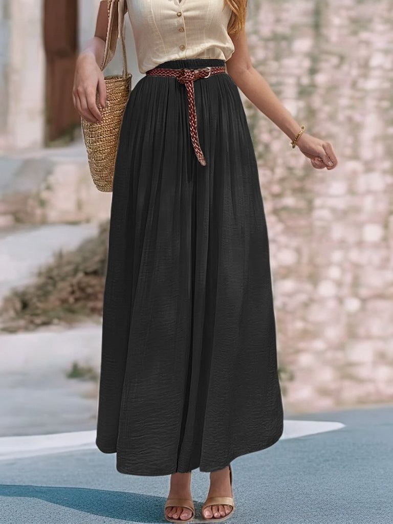 Robe Maxi longue pour femmes avec ceinture élastique et tissu fluide Chic und Stil