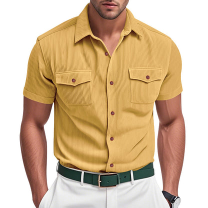Chemise à manches courtes rayée pour hommes avec deux poches poitrine pratiques Chic und Stil
