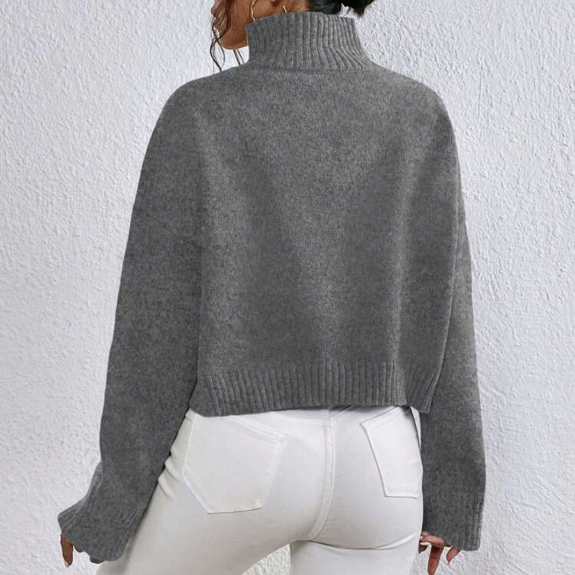 Dames pull col tendance en laine douce Chic und Stil