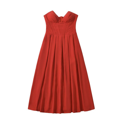 Robe maxi femme avec décolleté bustier élégant et jupe fluide Chic und Stil