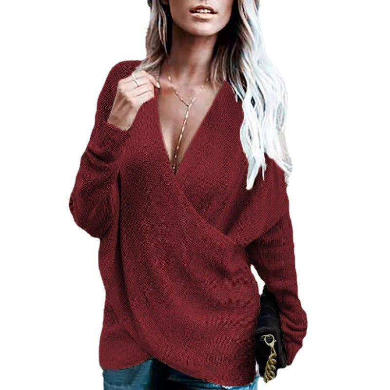 Chic und Stil Pull femme avec décolleté en V profond et coupe décontractée