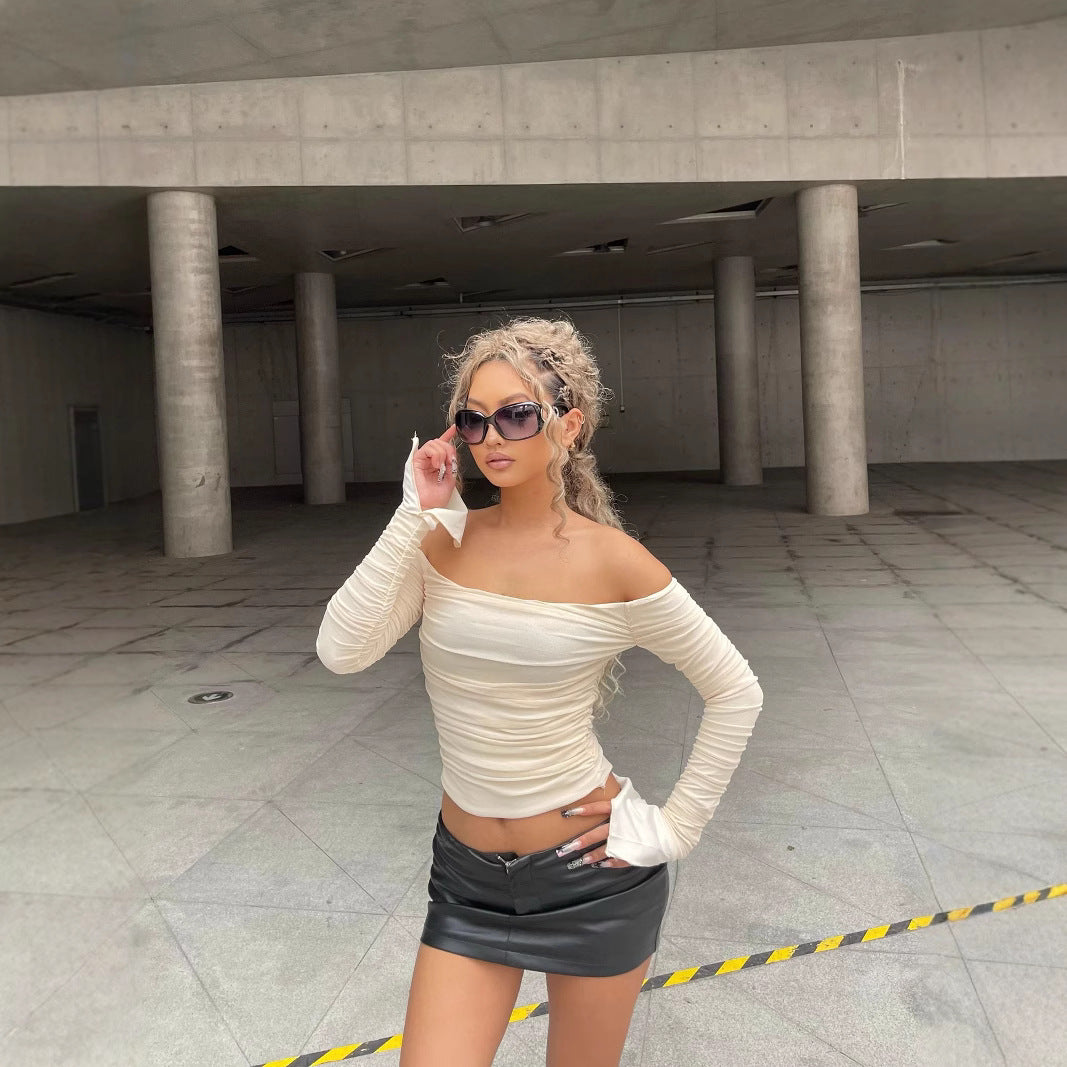 Dames Haut élégant à manches longues avec des détails de volants raffinés Chic und Stil