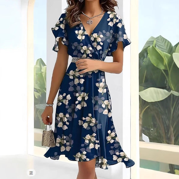 Robe portefeuille à volants fluides pour femmes Chic und Stil