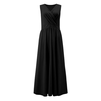 Dames Robe Maxi Élégante avec Design de Drapé Raffiné et Tissu Fluide Chic und Stil