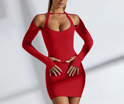 Robe mini à manches longues ouverte d'un côté pour dames Chic und Stil