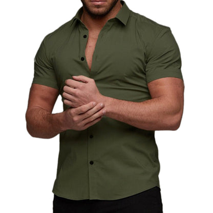 Chemise homme à manches courtes en mélange de coton respirant avec des détails de boutons modernes Chic und Stil