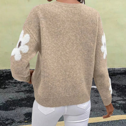 Pull en tricot pour femmes avec motif floral et col rond Chic und Stil