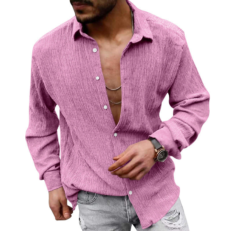 Chemise décontractée à manches longues pour hommes en tissu texturé et au look moderne Chic und Stil