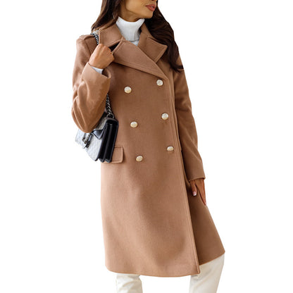 Elegant wool coat for women with trendy double-breasted design Chic und Stil